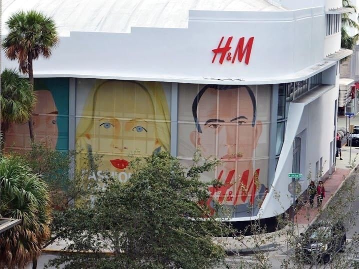 A flagship storefront, wrapped in fine art