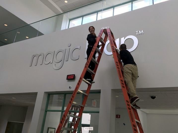 Dimensional lobby signage, set to the millimeter